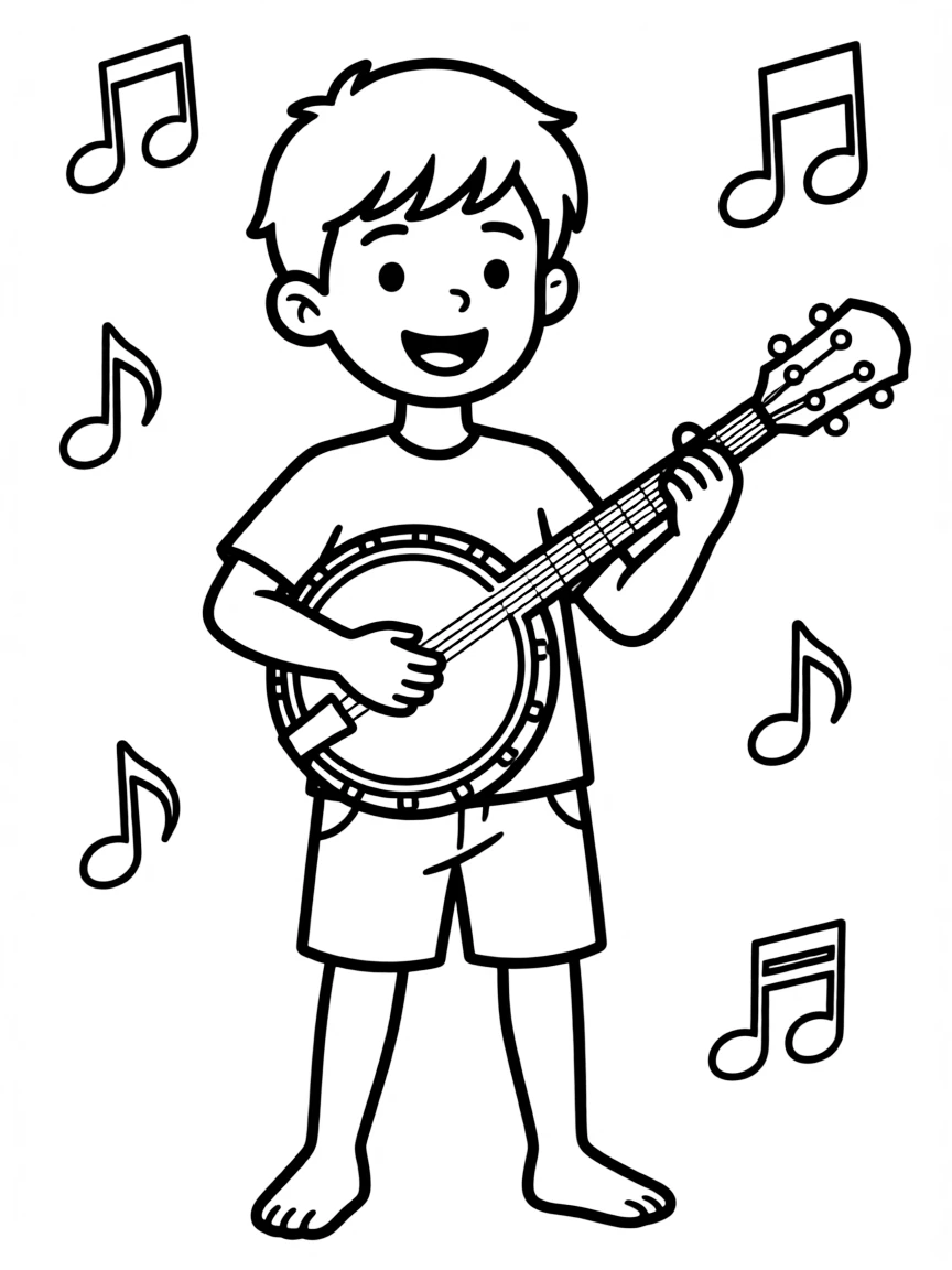 (Tennessee) A banjo and musical notes