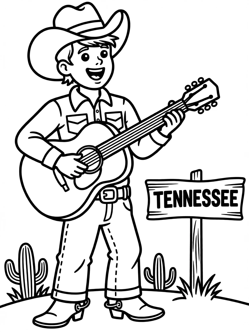 (Tennessee) A singing cowboy in a hat and boots