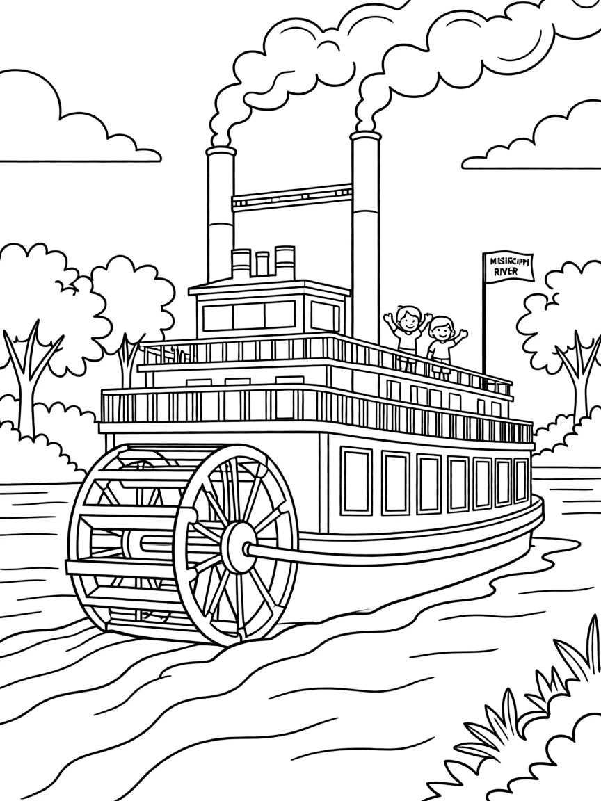 (Tennessee) A steamboat on the Mississippi River