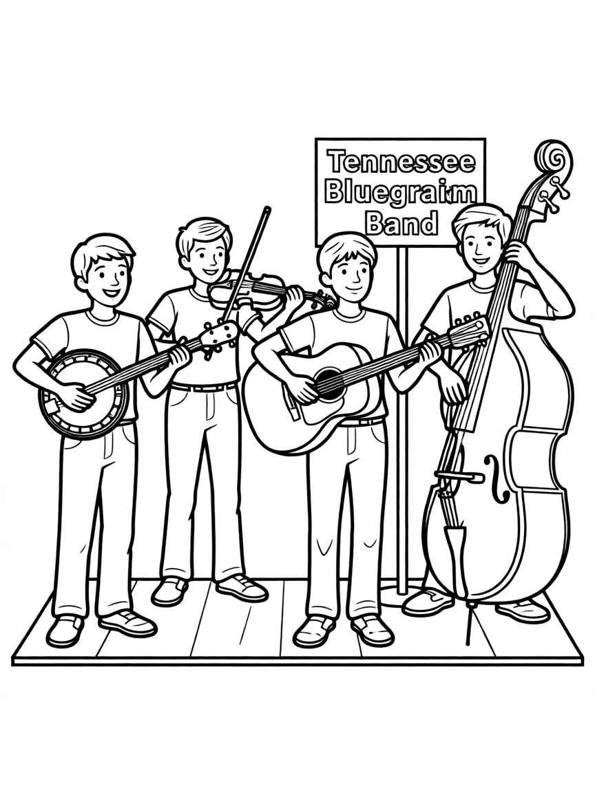 (Tennessee) A bluegrass band playing together