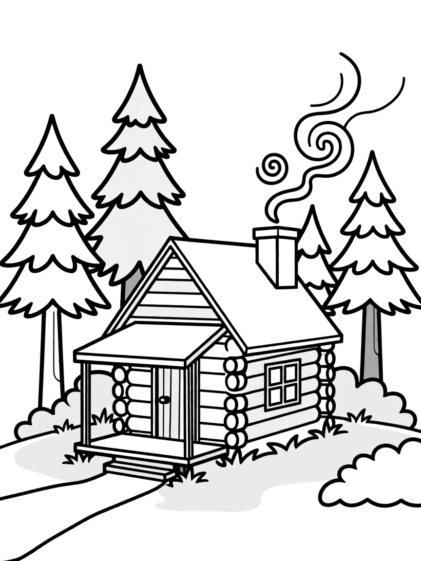 (Tennessee) A cabin in the forest with smoke coming out