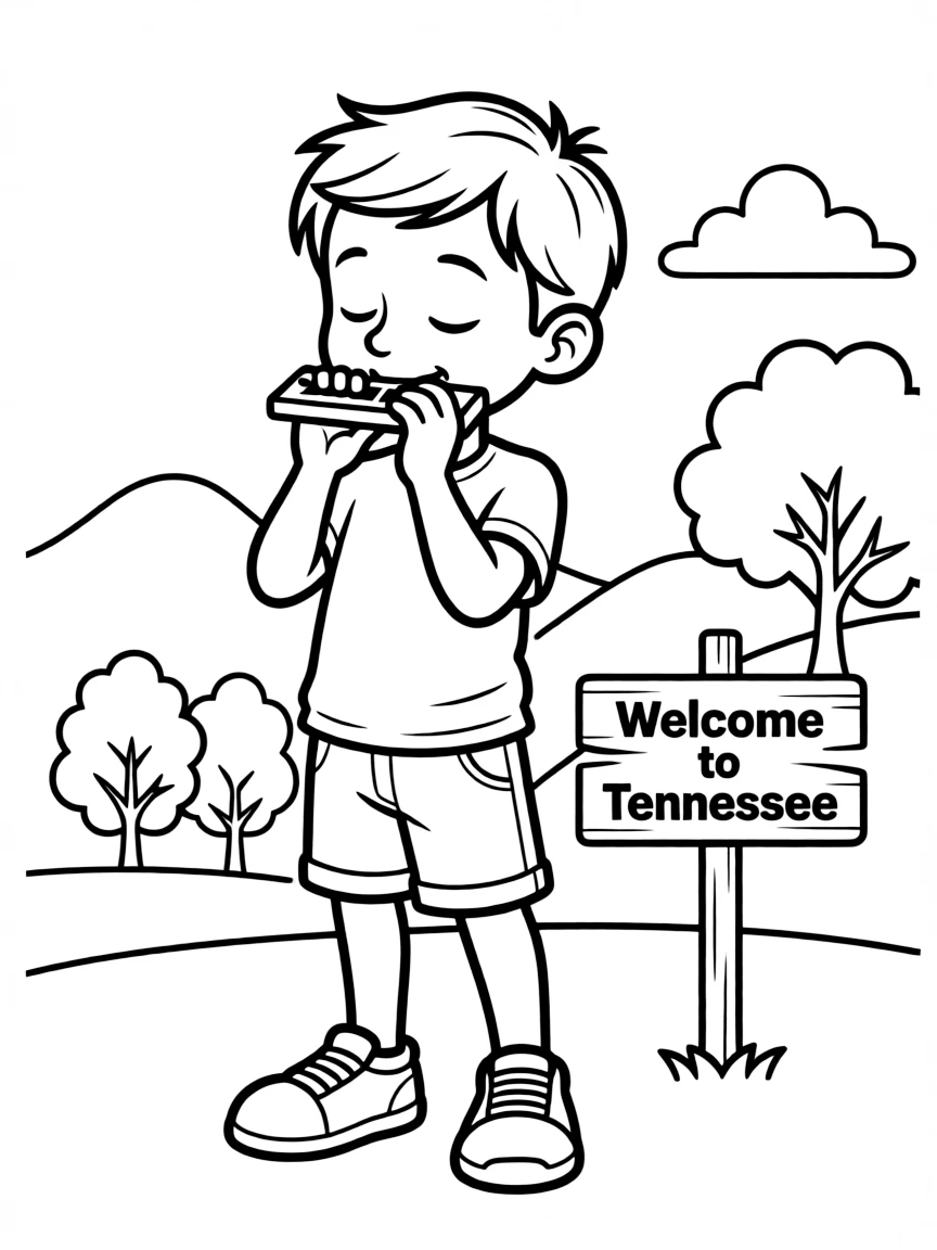(Tennessee) A boy playing harmonica
