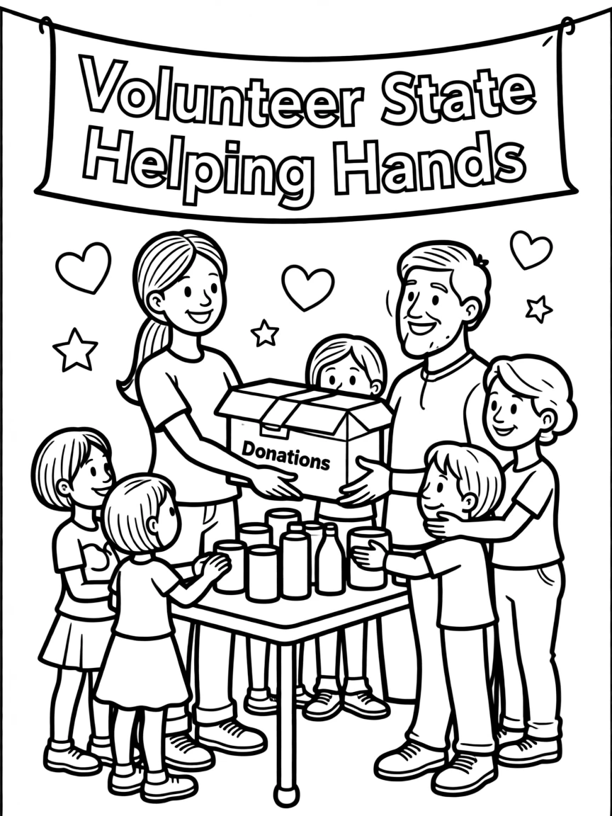 (Tennessee) A friendly volunteer helping others (symbolizing the Volunteer State)