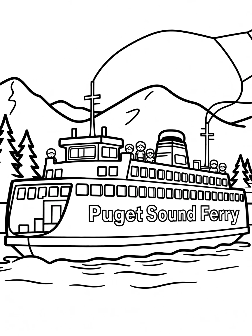 (Washington) A ferry boat crossing Puget Sound