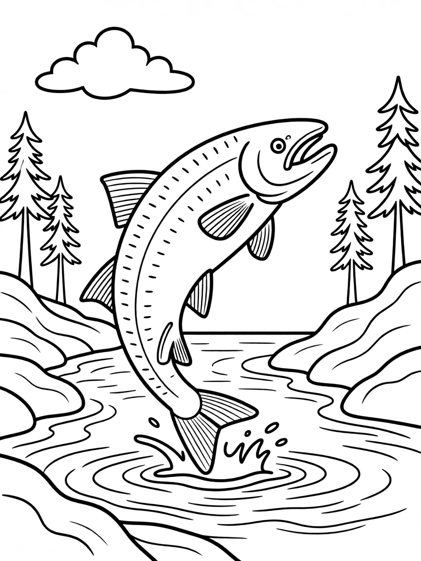(Washington) A salmon jumping up a stream