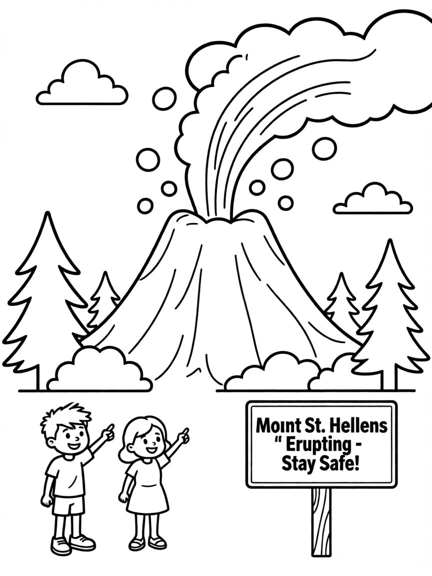 (Washington) Mount St. (Washington) Helens erupting (friendly version)
