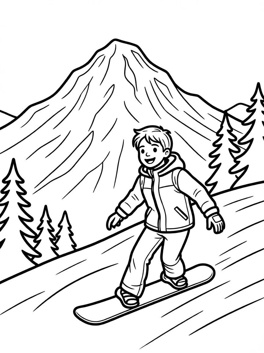 (Washington) A snow-covered mountain with a snowboarder