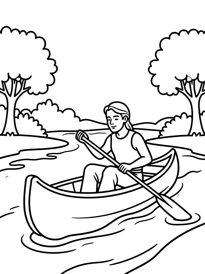 (Washington) A Native American canoe on a river