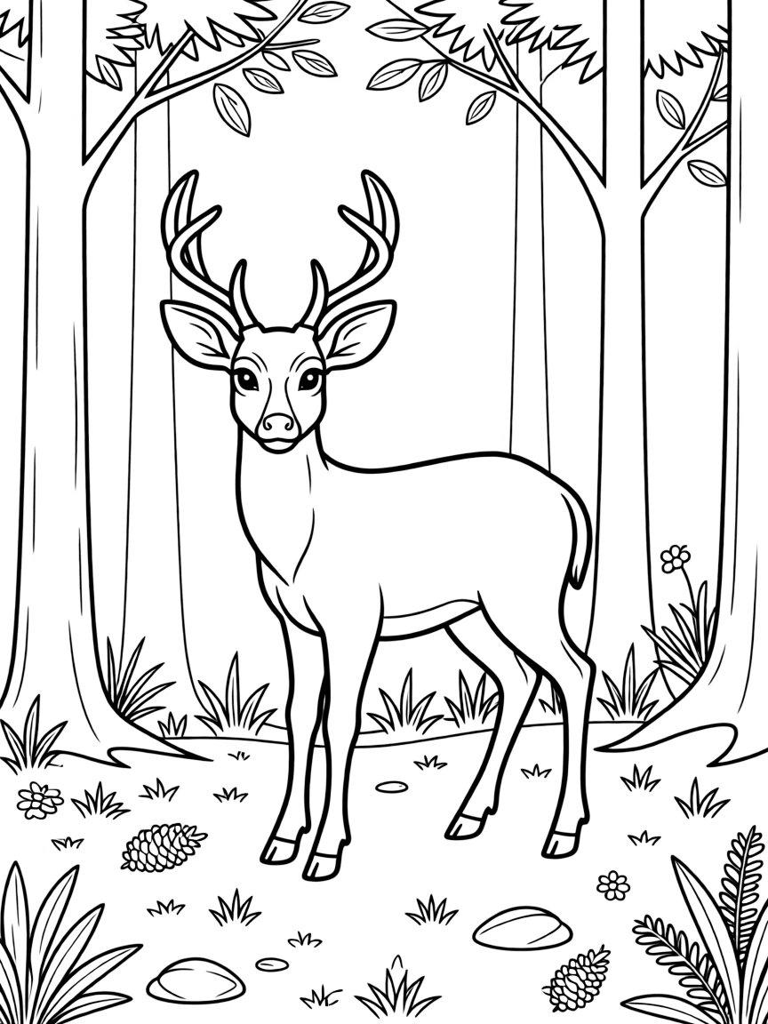 (Washington) A deer standing in Olympic Peninsula woods