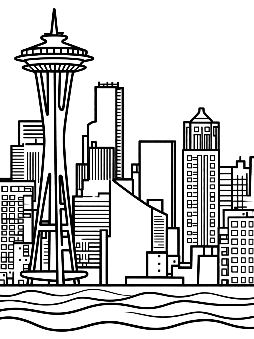 (Washington) A simple outline of Seattle skyline