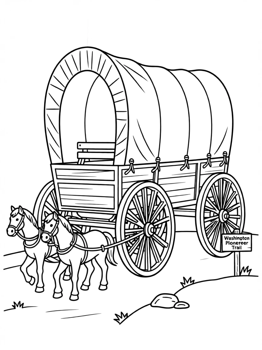 (Washington) A covered wagon representing pioneer history