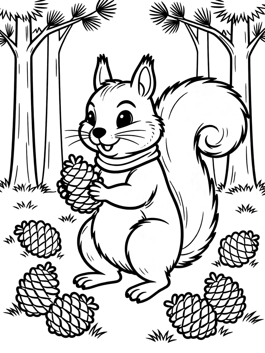 (Washington) A squirrel gathering pinecones