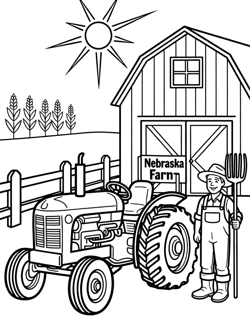 (Nebraska) A tractor on a Nebraska farm