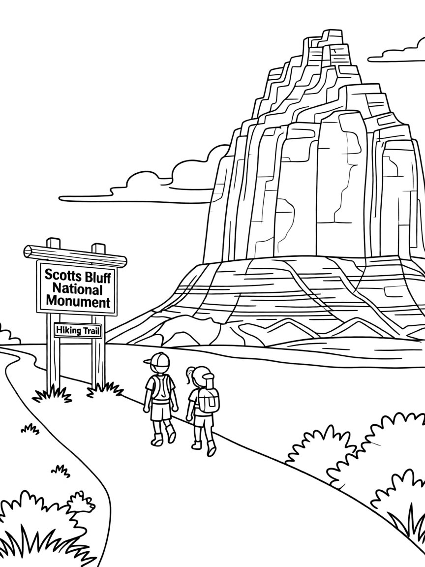 (Nebraska) Scotts Bluff National Monument with a hiking trail