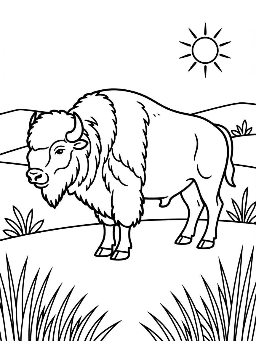 (Nebraska) A bison roaming in the Nebraska plains
