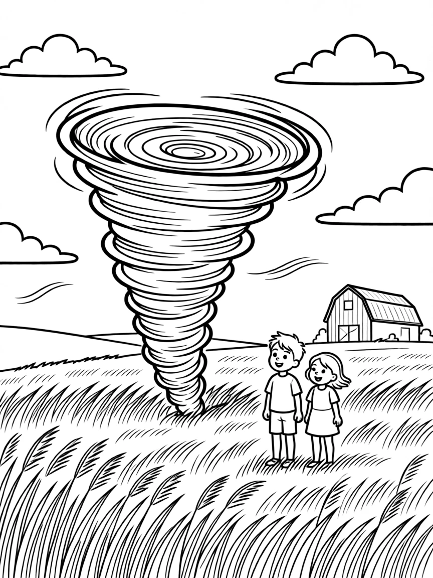 (Nebraska) A tornado over an open Nebraska field (non-scary)