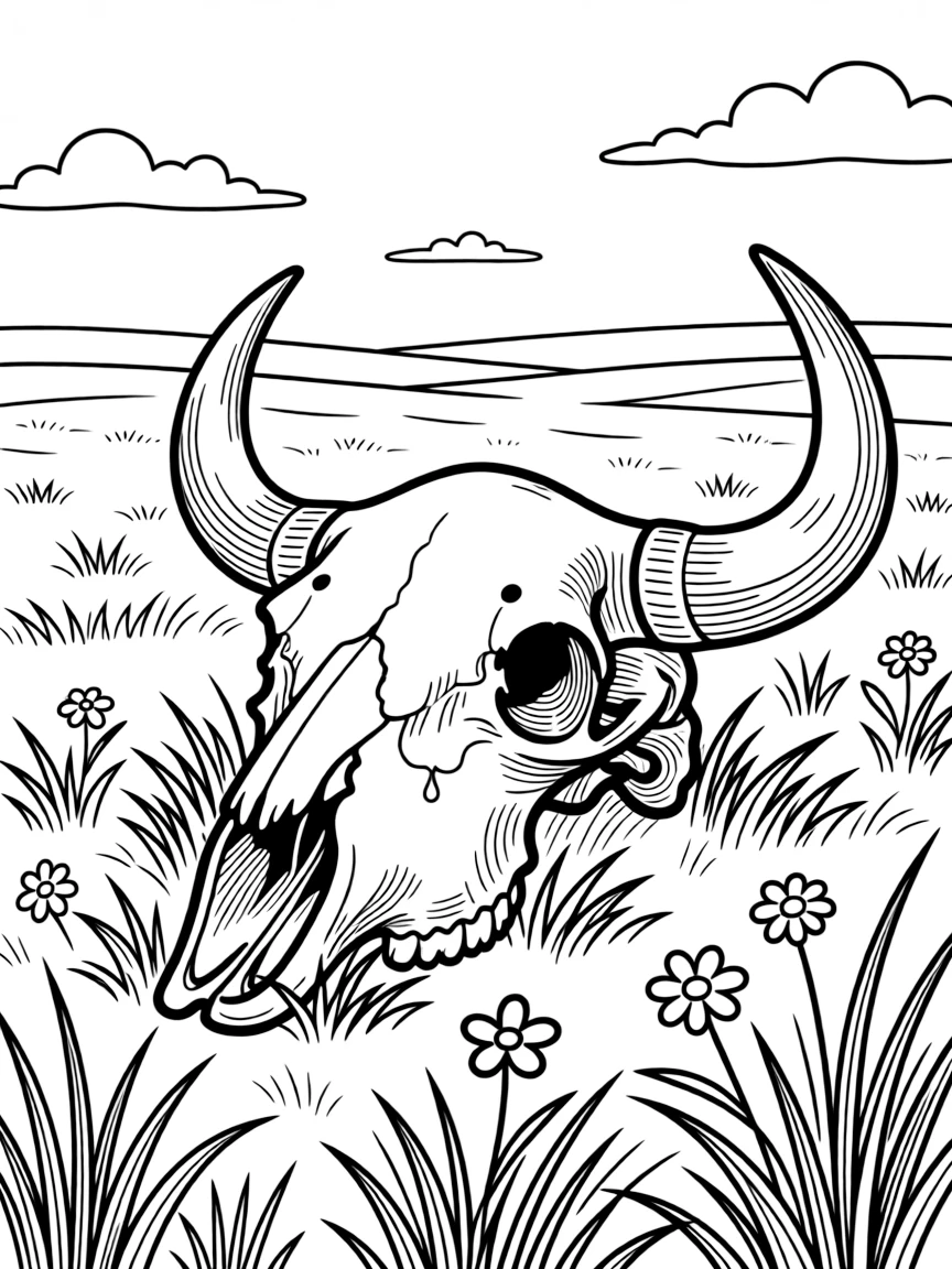 (Nebraska) A buffalo skull on the prairie