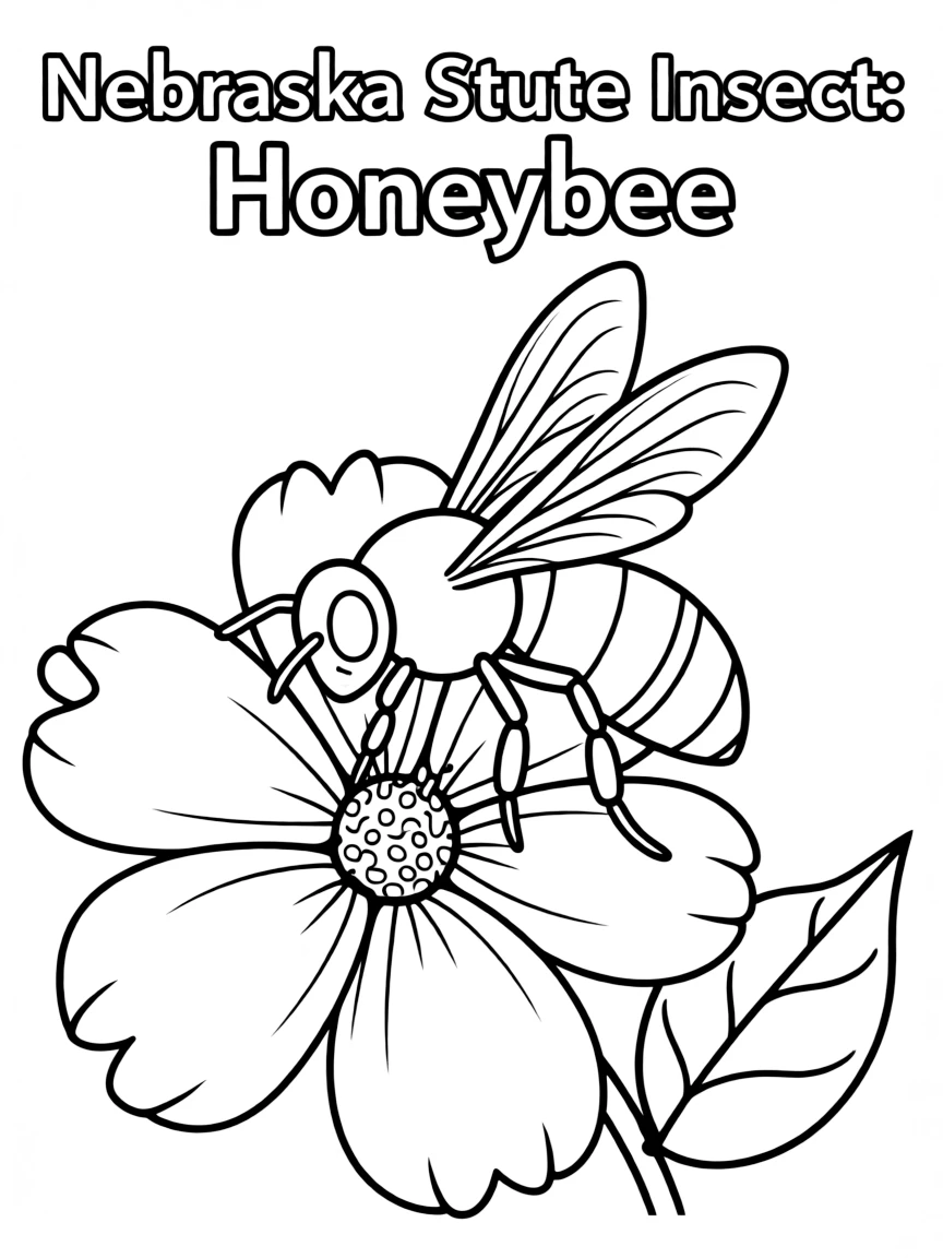 (Nebraska) Nebraska state insect: Honeybee on a flower