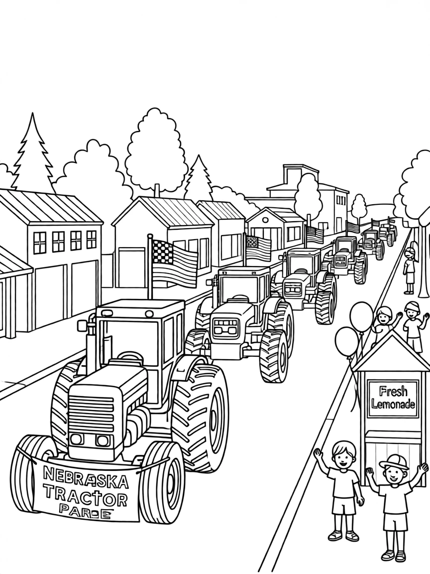 (Nebraska) Tractor parade at a Nebraska town fair