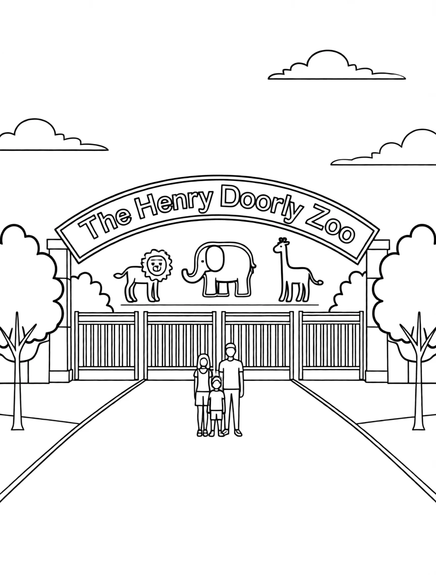 (Nebraska) The Henry Doorly Zoo entrance with animal signs