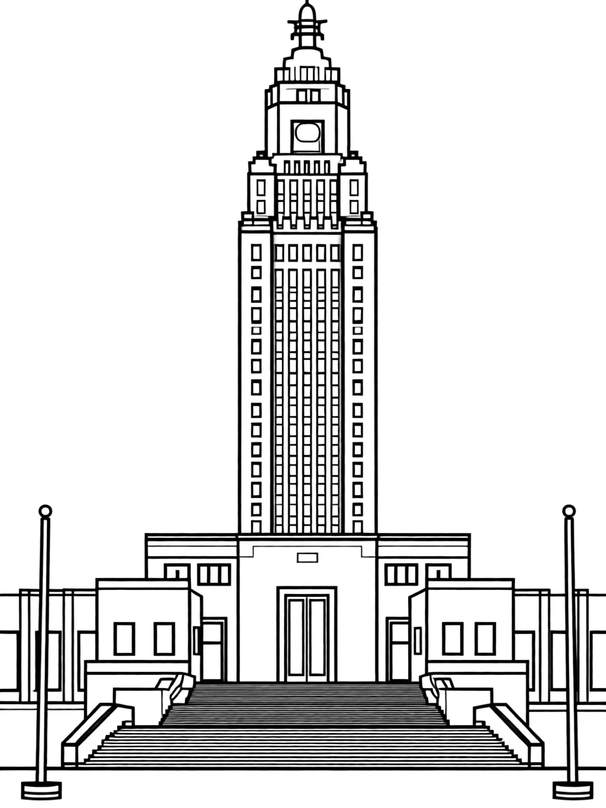 (Louisiana) The Louisiana State Capitol building with its tall tower