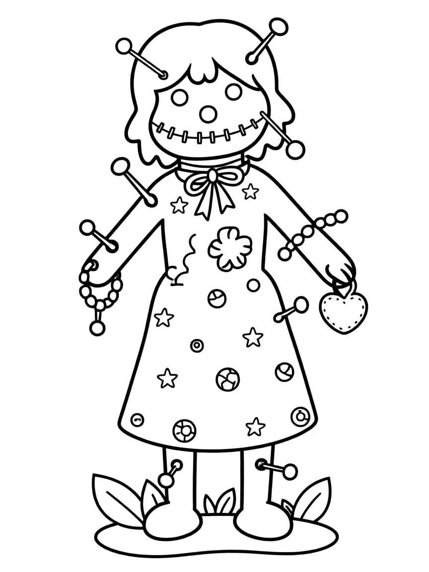(Louisiana) A voodoo doll with pins and colorful decorations