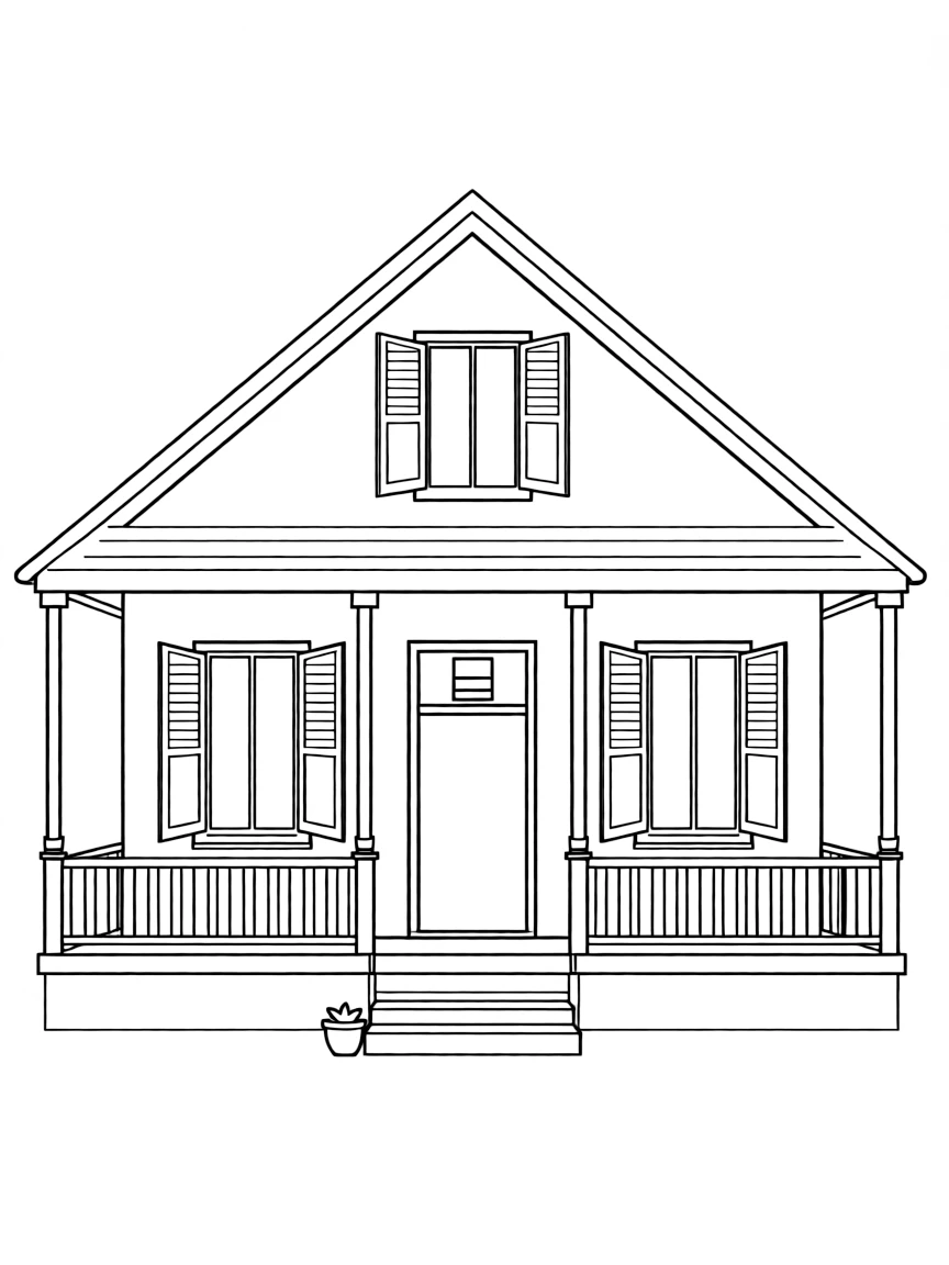 (Louisiana) A traditional Creole cottage with shutters and a front porch