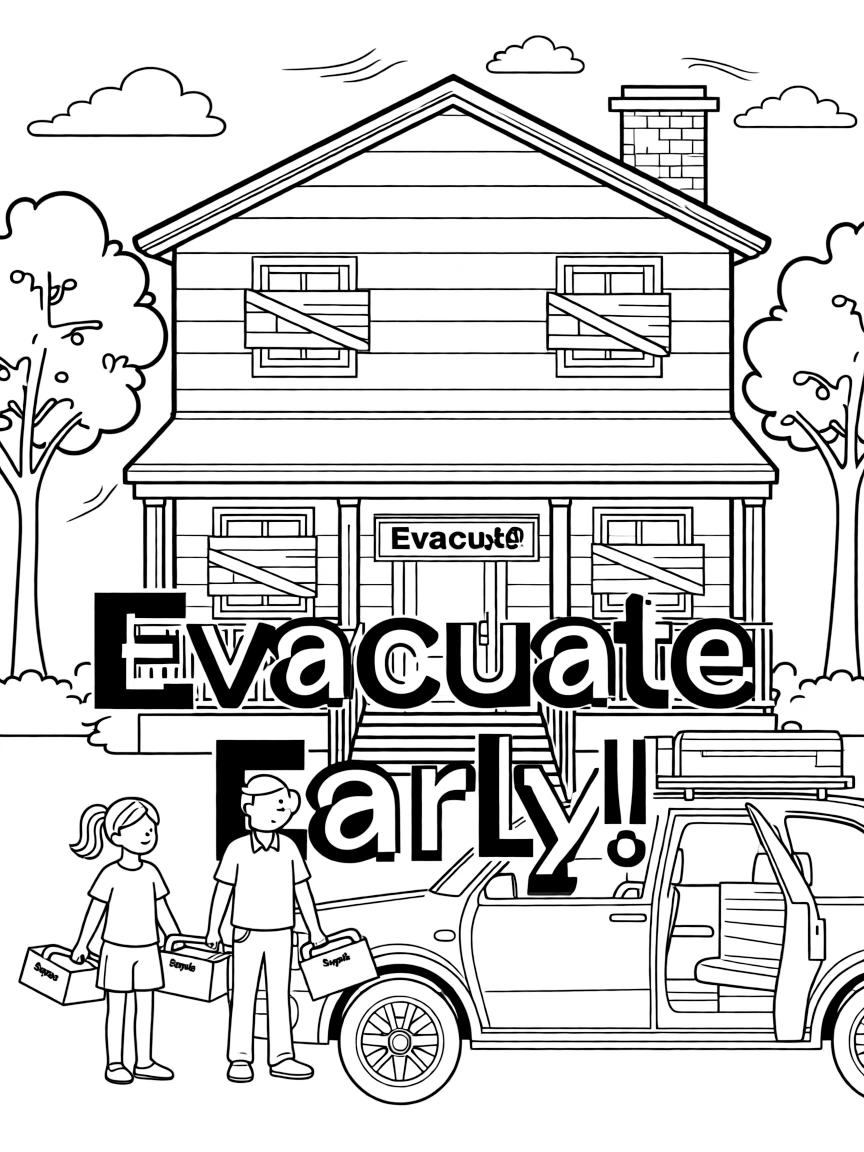 (Louisiana) A hurricane evacuation scene with boarded windows
