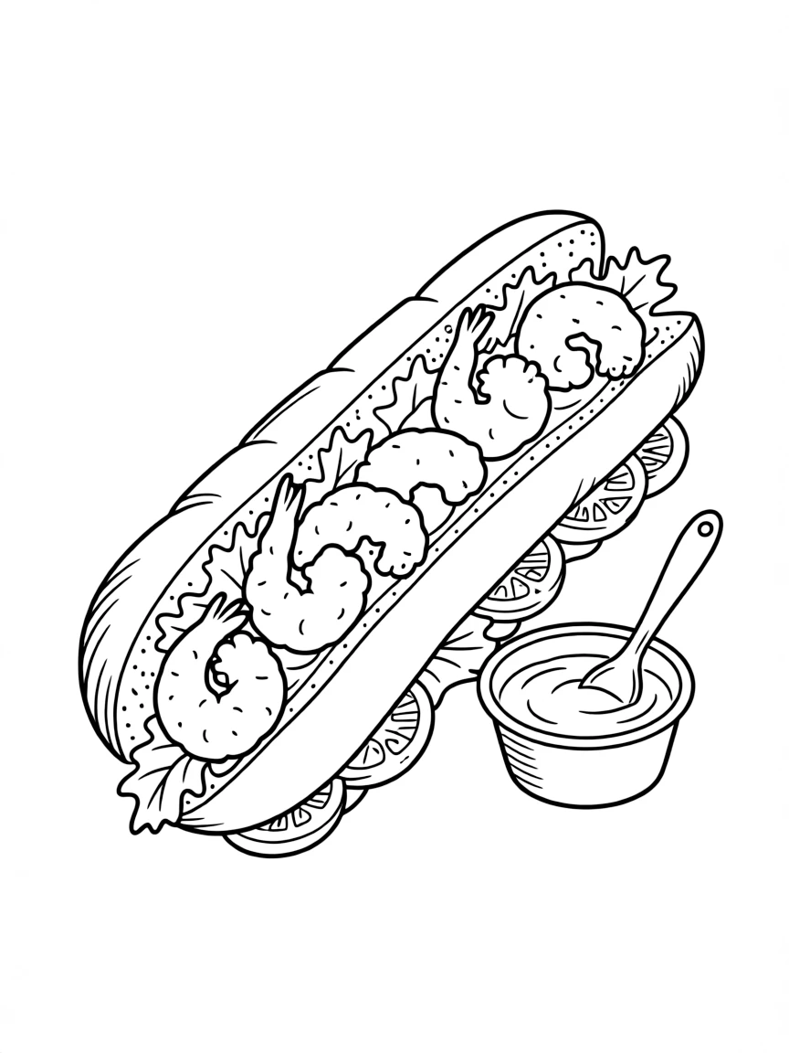 (Louisiana) A po'boy sandwich with fried shrimp