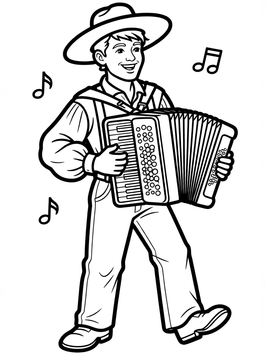 (Louisiana) A Cajun accordion player in traditional costume
