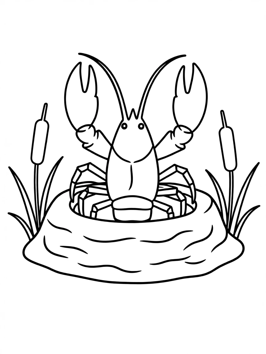 (Louisiana) A Louisiana crawfish in a mud burrow