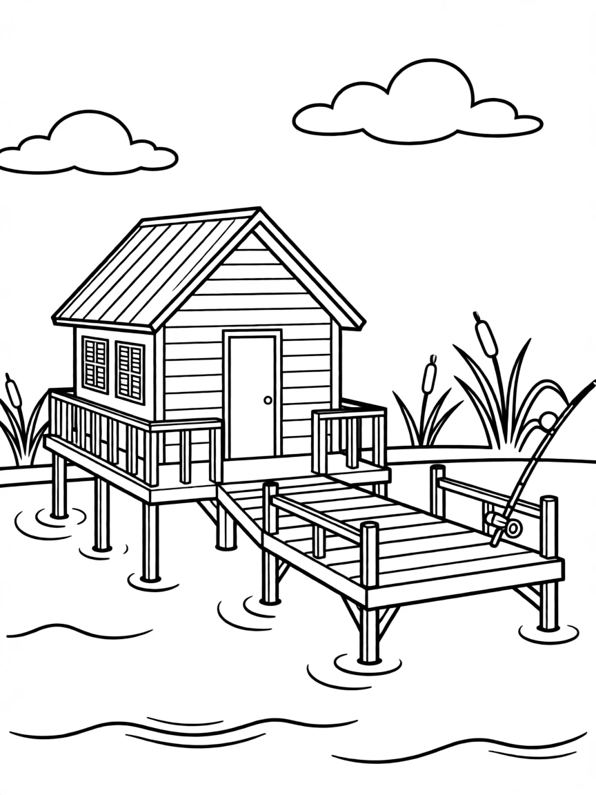 (Louisiana) A Cajun cabin on the water with a fishing dock