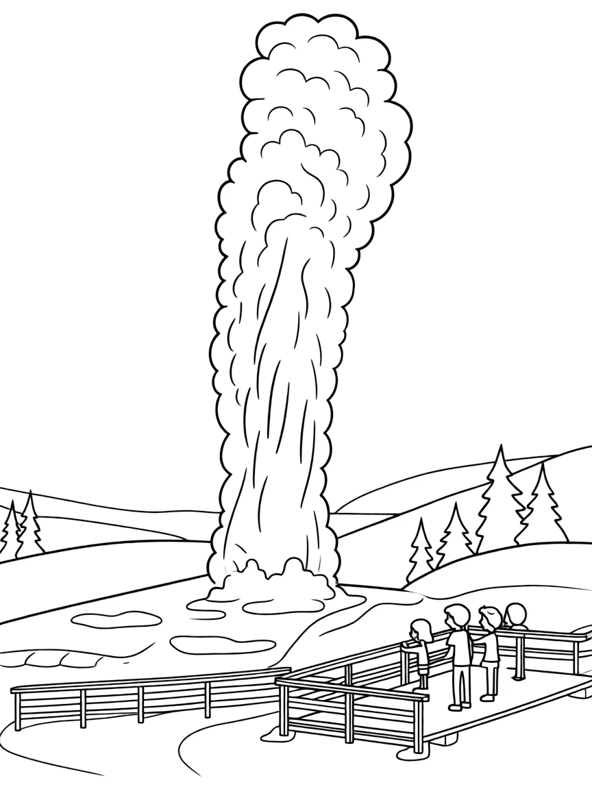 (Wyoming) Old Faithful geyser erupting in Yellowstone