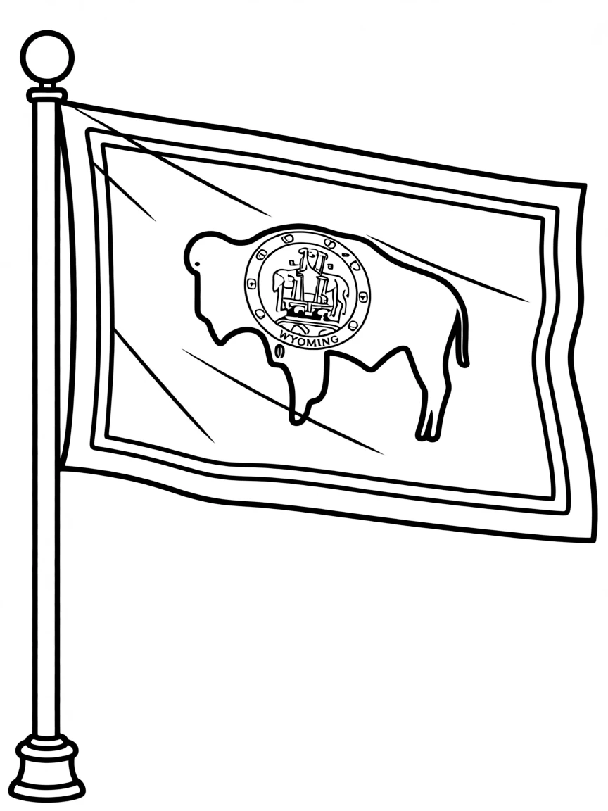 (Wyoming) The Wyoming state flag waving in the wind