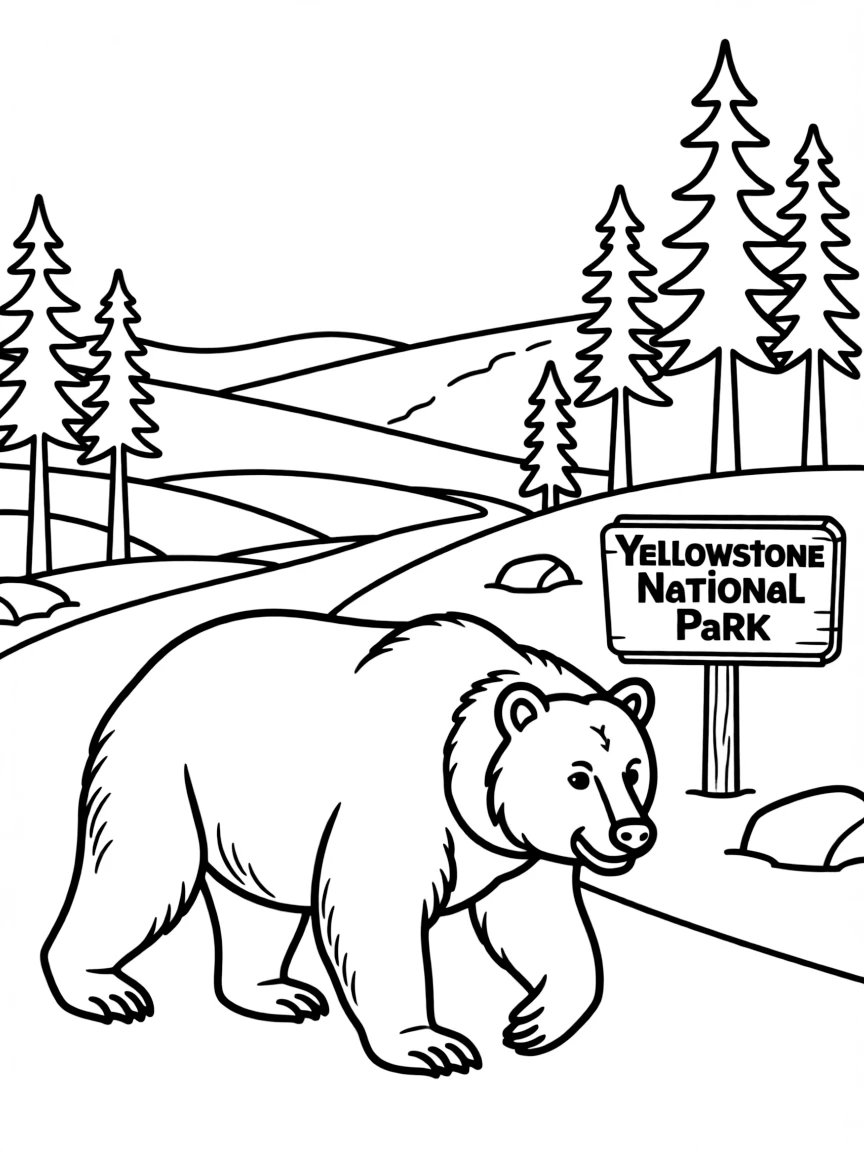 (Wyoming) A bear walking through Yellowstone National Park