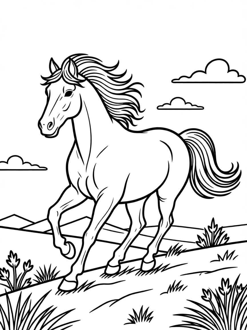 (Wyoming) A wild mustang running freely