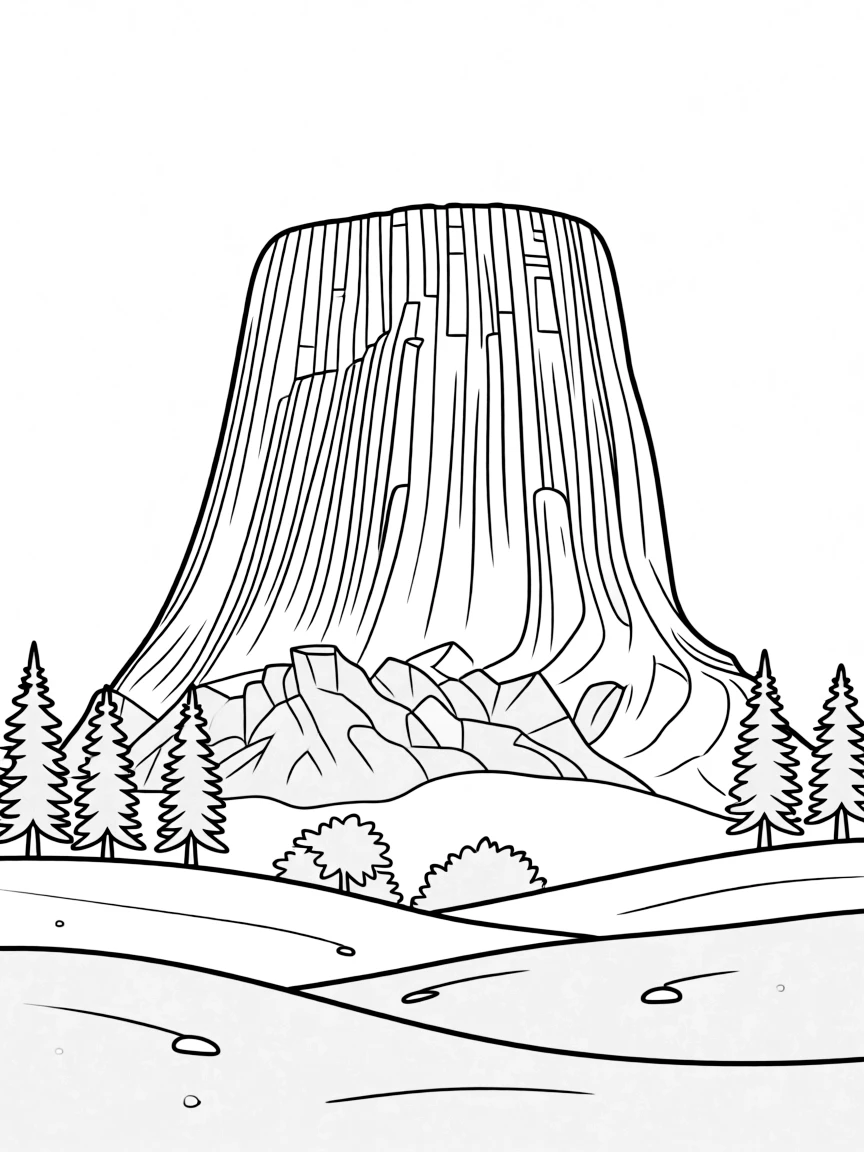(Wyoming) Devils Tower rising into the sky