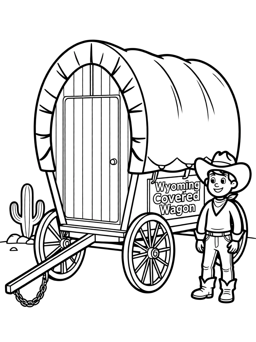 (Wyoming) A Western-style covered wagon