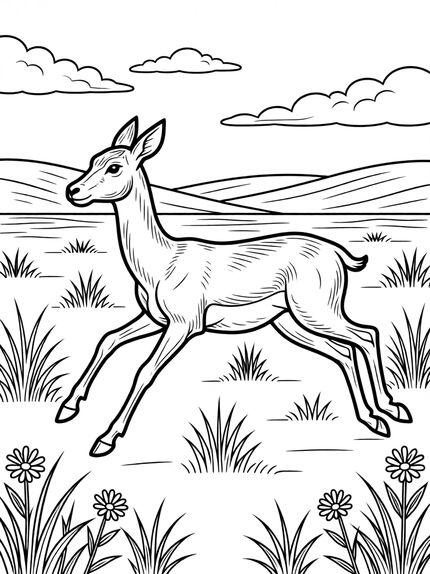 (Wyoming) Antelope running across the plains