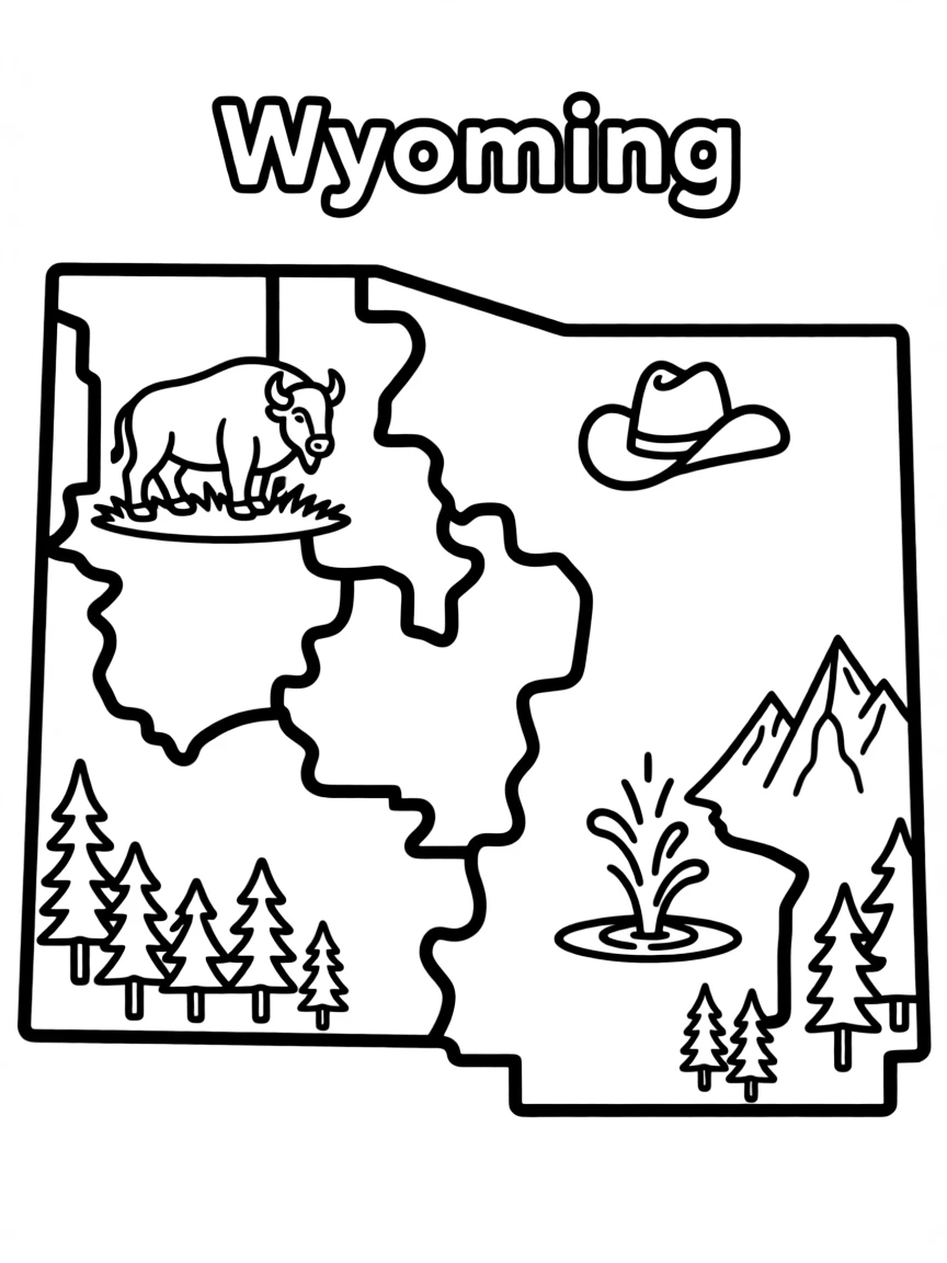 (Wyoming) A map of Wyoming with key symbols