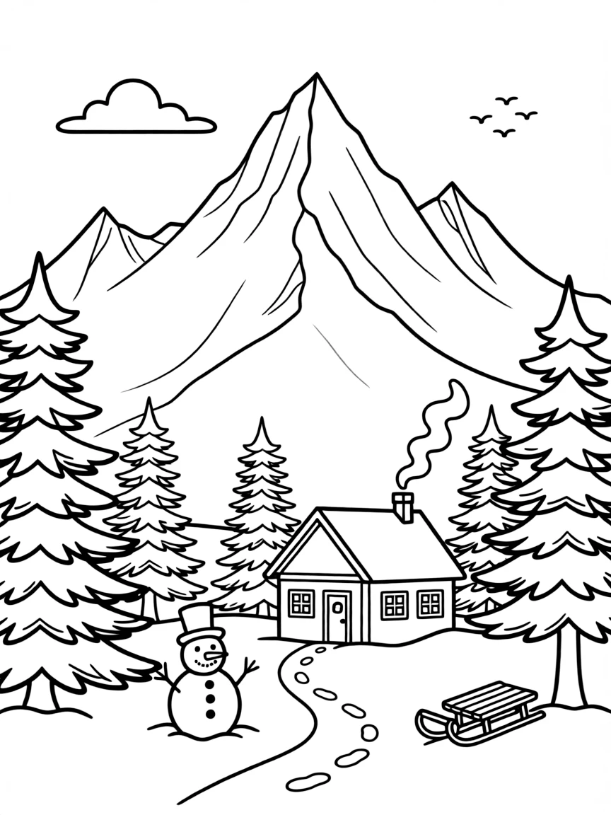 (Wyoming) A snow-covered mountain scene