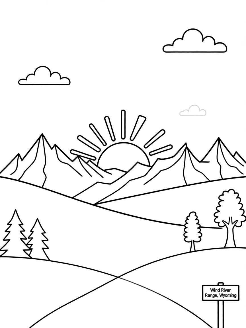 (Wyoming) A sunset behind the Wind River Range