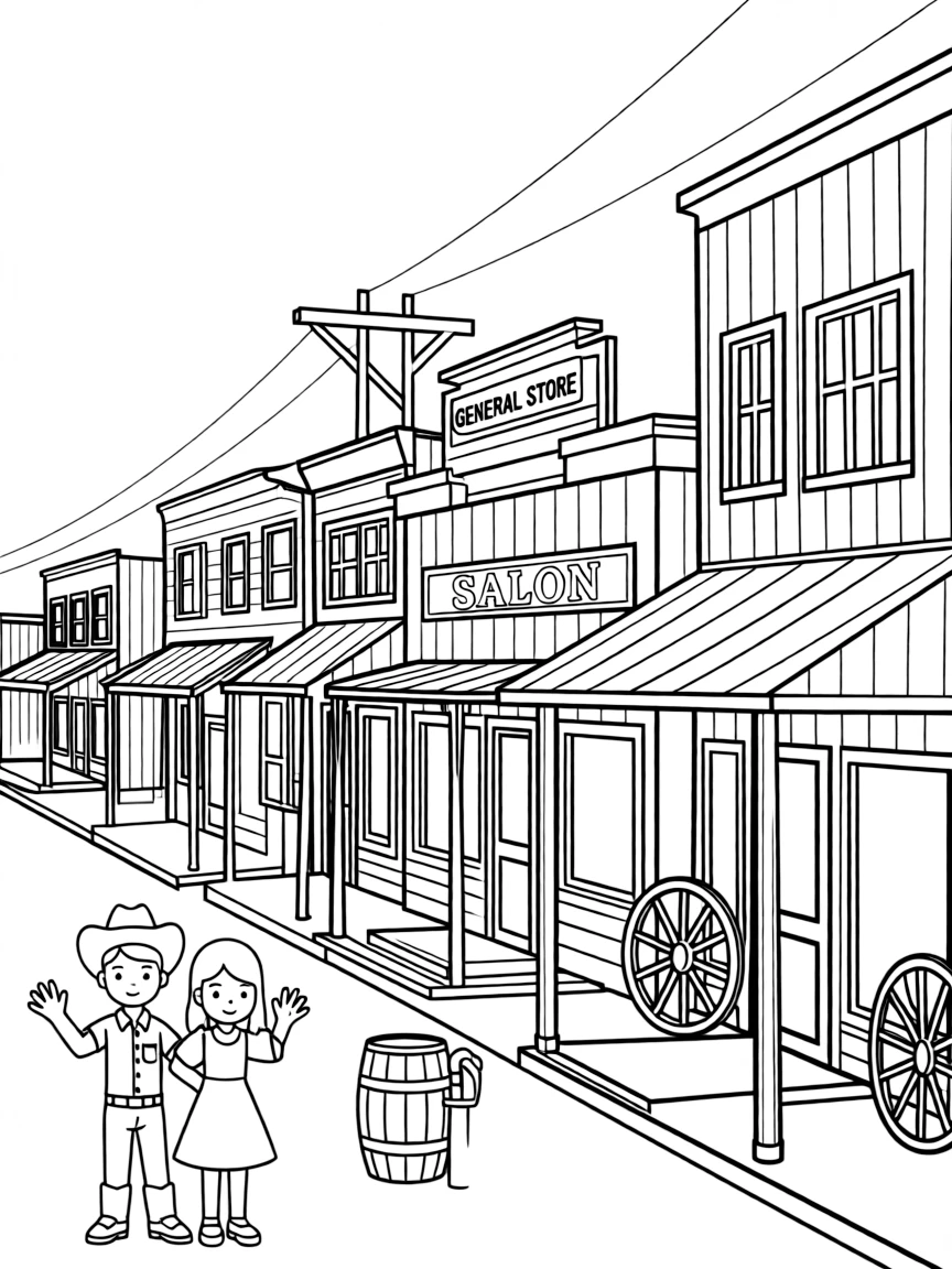(Wyoming) A Western town main street scene