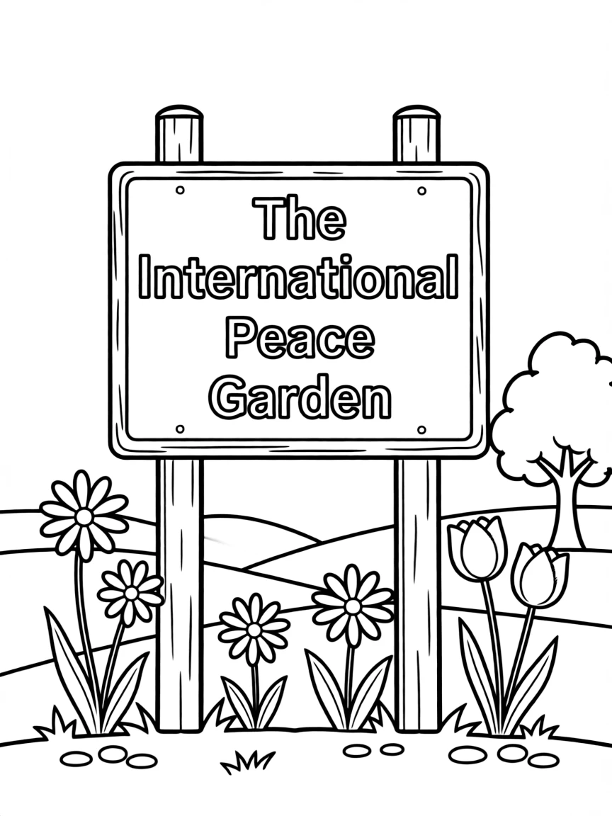 (North Dakota) The International Peace Garden sign