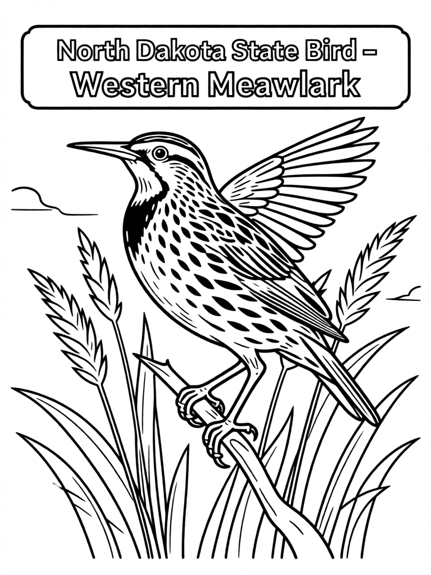 (North Dakota) The North Dakota state bird – Western Meadowlark