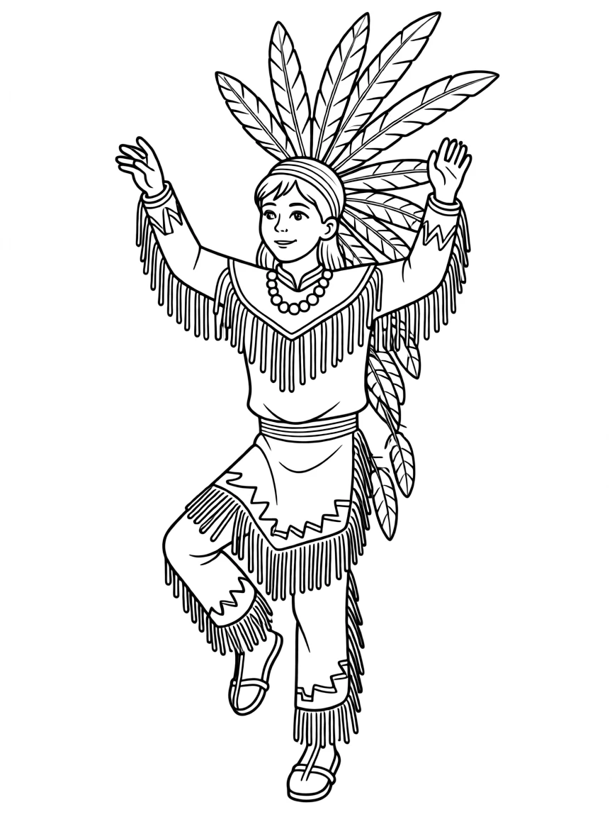 (North Dakota) A Native American dancer in traditional attire
