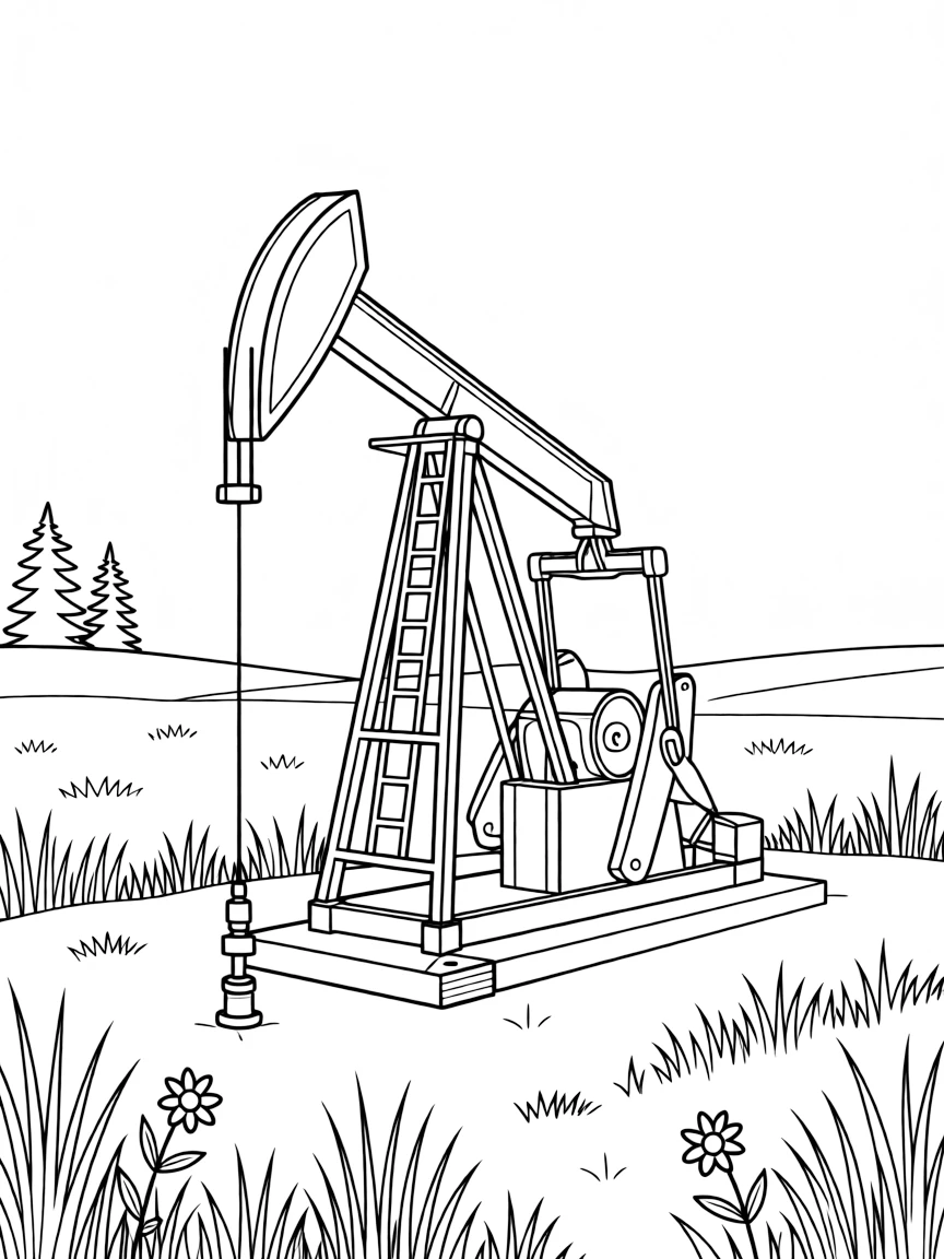 (North Dakota) An oil pumpjack in a field