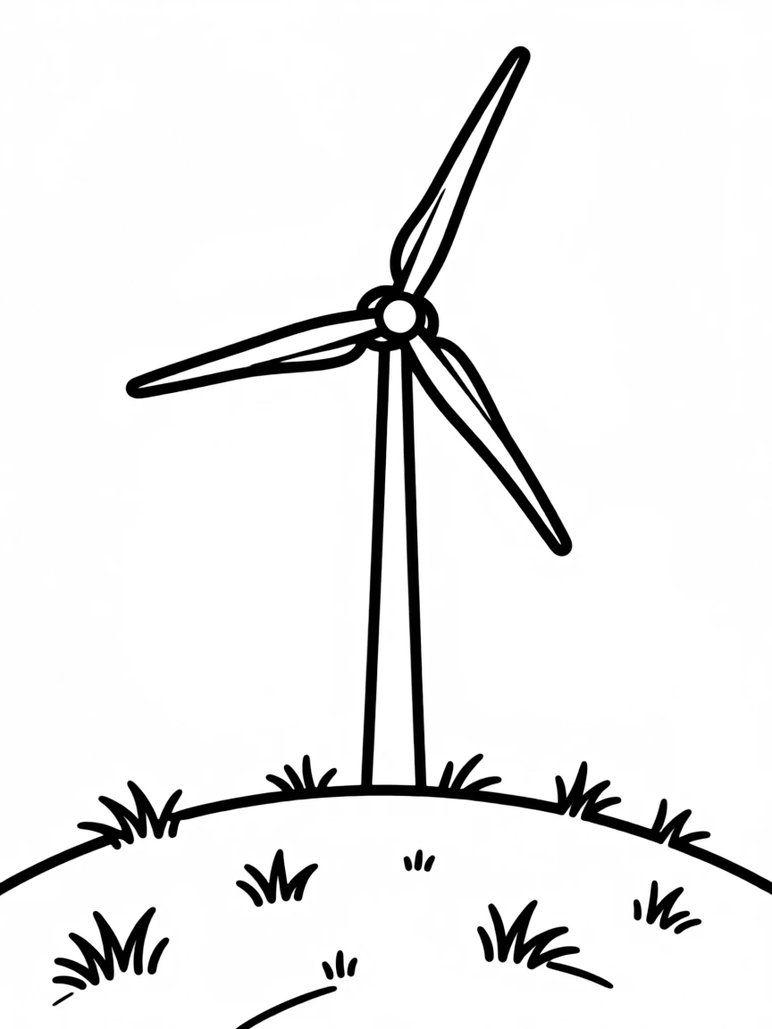 (North Dakota) A wind turbine on a hill