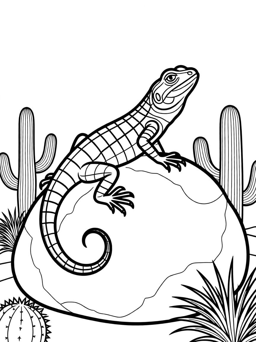 (New Mexico) A lizard sunbathing on a rock