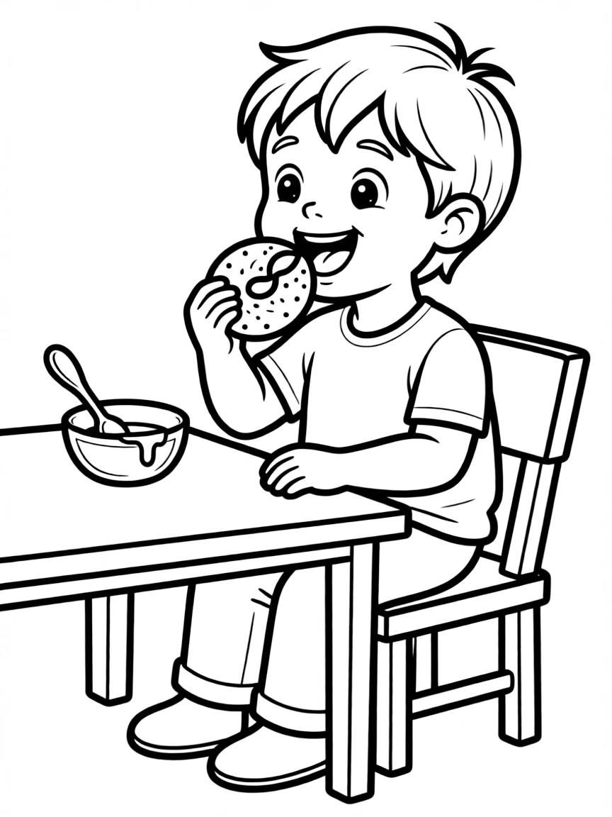 (New Mexico) A child eating a sopaipilla with honey